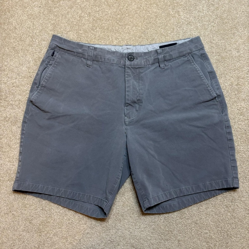 Bonobos Chino Shorts Mens 34 Gray Standard 7 Inseam Flat Front Casual Summer